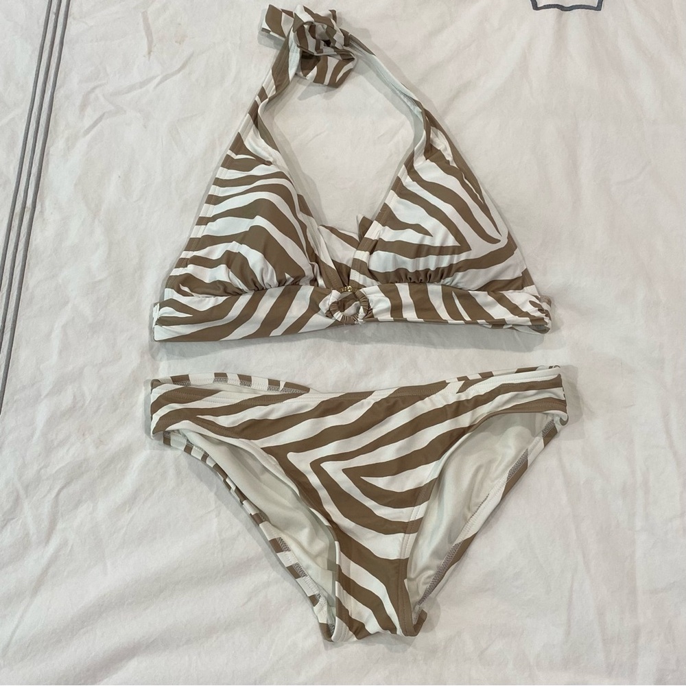 Michael Kors Brown and White Zebra Bikini